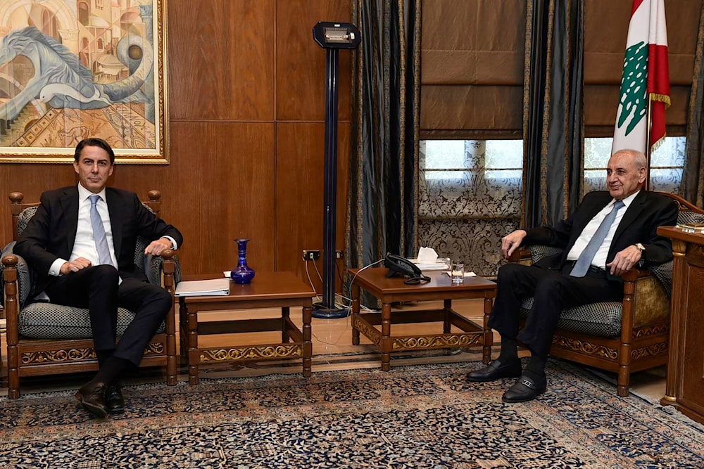 US envoy AMos Hochstein and Lebanese Speaker Nabih Berri in Beirut (October 21, 2024).